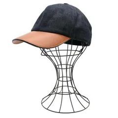 HERMES エルメス デニムレザーキャップ インディゴ ブラウン 60のサムネイル