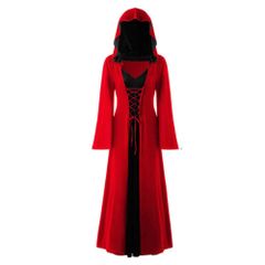 特価商品 [ALVEIN] コスプレ 魔女 魔法使い ハロウィン ヴィラン ワンピース フード ローブ 仮装 変装 ロングワンピース パーティー