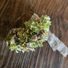 季節の贈り物　気まぐれミニリース　秋色紫陽花　ドライフラワー