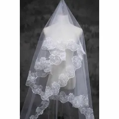 W09 レース ウェディングベール　結婚式　ロングベール 旅行結婚　韓国　道具