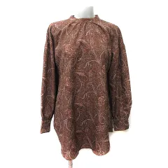 アンデミュウ Andemiu シャツワンピース ミニ 花柄 長袖 F 茶 ブラウン /YI