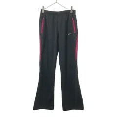 NIKE ナイキ DRI-FIT ロングジャージパンツ M ブラック×ピンク ウエストゴム レディース 古着