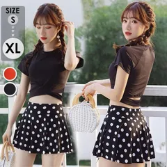 水着 レディース タンキニ ビキニ 上下セット 水玉柄 ハイウエスト 可愛い パンツ付き 体型カバー 袖付きビキニ パッド付 海水浴 温泉 韓国風