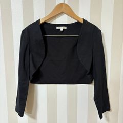 ★ PAULE KA ポールカ ボレロ ブラック ノーカラー ショート丈 ジャケット 長袖 パーティー 普段使い サイズ:M表記 NO150