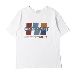 COMME des GARCONS SHIRT コムデギャルソン シャツ Tシャツ サイズ:M / 90s グラフィック ロゴ バインダーネック Tシャツ / ホワイト / 90年代 アーカイブ / トップス カットソー 半袖【メンズ】【中古】