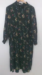 ◇ fifth 花柄 フラワー フリル 大人女子 長袖 ロング プリーツ ワンピース ブラック マルチ レディース P  【1307040033258】