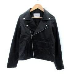 ユナイテッドアローズ A DAY IN THE LIFE UNITED ARROWS ライダースジャケット フェイクレザージャケット 革ジャン ダブル ショート丈 S 黒 ブラック /HO7のサムネイル