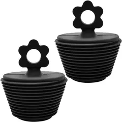 新品 クサリなし 風呂栓 バス用 浴室 2点セットゴム栓 浴槽の台所排水のストッパー(ブラック)