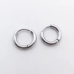 ＊1ペア＊ ステンレス フープピアス 銀色 12ゲージ 12x2mm つけっぱなしピアス pe049