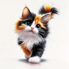 ステッカー 三毛猫 赤ちゃん ネコ 動物 ノートパソコン 17.8cm 子猫 イラスト 防水 シール ビニール素材 おもしろ かわいい アニマル 車用 窓用 t7020