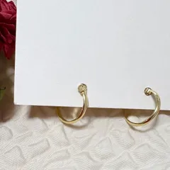 18金【日本製】15mmフープK18ポストピアス　刻印有り　つけっぱなし