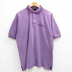 XL/古着 半袖 ポロ シャツ メンズ 90s レーシング 大きいサイズ コットン 紫 パープル 霜降り 24jun01 中古 トップス