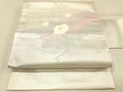平和屋着物◎九寸名古屋帯　草花文　金銀糸　正絹　逸品　DAAX6424jm