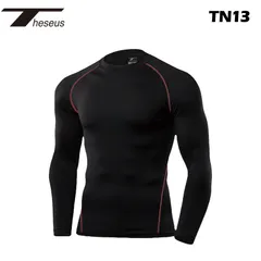 【 THESEUS 】 テセウス  TN13 ブラックレッド メンズ シャツ インナー 長袖 コンプレッションウェア スポーツ ジム ジョギング ランニング サッカー ウェア ゴルフ スーツ 下着 春 夏 秋 冬 クルーネック 丸首 冷感 速乾 軽量 伸縮性
