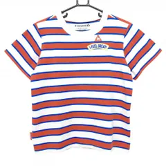 【美品】ルコックゴルフ 半袖Tシャツ 白×レッド×ブルー ボーダー 厚手 レディース LL ゴルフウェア le coq sportifのサムネイル