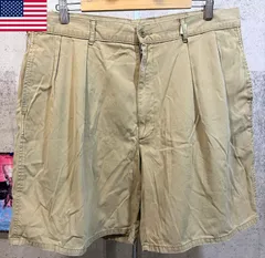 90'S USA製 ポロラルフローレン ツープリーツ チノショーツ 38 ベージュ メンズ POLO RALPHLAUREN ハーフパンツ ツータック 米国製