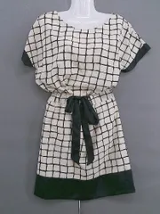 ◇ LAUTREAMONT ロートレアモン 総柄 半袖 膝丈 ワンピース サイズ38 ベージュ ブラック レディース  【中古】 【1206280002867】