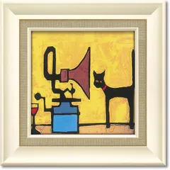  ユーパワー コリン・ラッフェル Gel加工 アートフレーム 「キャット アンド グラモフォン」