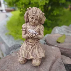 置物 オブジェ ガーデンオーナメント 室内 屋外 インテリア 小鳥と遊んでいる少女 女の子 玄関 リビング ダイニング 装飾 オフィス 庭 ガーデニング 装飾 ガーデン 樹脂 ギフト 贈り物