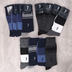 ☆ 4色アソート ☆ 紳士 カジュアルソックス/柄Ｄ 靴下 メンズ 12足組 ソックス 靴した カジュアルソックス くつ下 紳士靴下 クルーソックス 柄 紳士用 メンズソックス セット おしゃれ 25～27cm くつした オシャレ シンプル ブランド ポロ