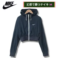 ナイキ ナイロンジャケット レディース M相当 ネイビー 00s NIKE クロップド丈 刺繍ロゴ スウッシュ Y2K ストリート スポーツ スポーツミックス メッシュ オーバーサイズ ゆるだぼ 韓国ファッション 韓国 KOREA 古着 D814