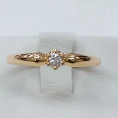 K18 4℃ 一粒メレダイヤリング【N326】