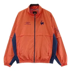 サイズ：LL LE COQ GOLF ルコックゴルフ  2WAY 裏メッシュ ジップジャケット ストライプ柄 オレンジ系 [240101445221] ゴルフウェア メンズ ストスト