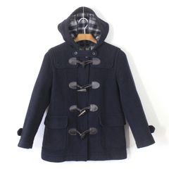 68【美品】イーストボーイ ダッフルコート 7 ネイビー 紺 S 裏チェック