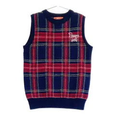 サイズ：M BEAMS GOLF ビームスゴルフ  ウール ニットベスト チェック柄 ネイビー系 [240101509547] ゴルフウェア レディース ストスト