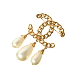 CHANEL B20K パール ティアドロップ ココマーク ブローチ