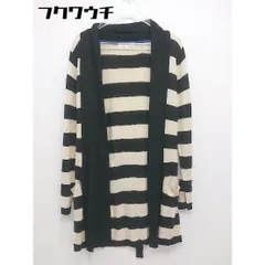 ◇ ◎ grove グローブ ベルト付 ボーダー 長袖 ニット カーディガン サイズM ベージュ ブラック レディース 【中古】 【1104160008063】