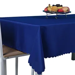 【数量限定】テーブルクロス 無地 135x180cm シンプルデザイン 長方形 HappyHome ポリエステル 洗える素材 (ブルー)
