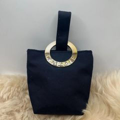 CELINE  セリーヌ サークル ロゴ ゴールド 金具 ハンドバッグ ミニポーチ  ブラック 黒