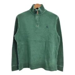 Polo by Ralph Lauren ポロ ラルフローレン ハーフジップ コットン ニット セーター グリーン (メンズ M) 中古 古着 S2774