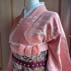 No.999　着物 おしゃれ着こなし　伊達襟　帯飾り　フリル　セット　成人式　前撮り　振袖　卒業式　袴