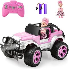 Carox ラジコン 女の子 車 1/16スケール 可愛い人形・充電式バッテリー2本付き 操作時間約160分 自動運転機能搭 ヘッドライト付き 小学生おもちゃ 誕生日プレゼント ピンク OX11