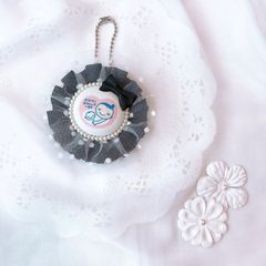 ハンドメイド　両面マタニティマーク　チュールロゼット　ホワイトxブラック 完成品
