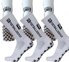 B-magasin 互換品サッカー ソックス グリップ スポーツ 靴下 滑らない ランニング ゴルフ アウトドア 作業 セット(白3,  24.5-28.0 cm)