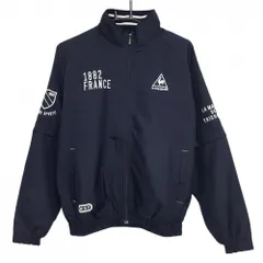 【美品】ルコックゴルフ 2WAYジャケット ネイビー×白 袖着脱可 ロゴ刺しゅう  メンズ M ゴルフウェア le coq sportif