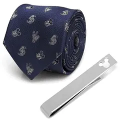 Disney ミッキー フレンド ブルー ネクタイ ネクタイピン セット