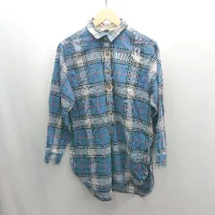 ◇ ⊇ UNIQLO ユニクロ チェック 長袖 シャツ サイズM ブルー系 レディース E  【1502060034746】