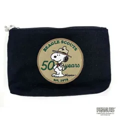スヌーピー 50th帆布ポーチ (ブラック) ビーグルスカウト SNOOPY
