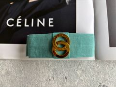 CELINE Wサークルロゴ バレッタ 水色