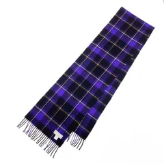 美品 Joshua Ellis ジョシュアエリス  マフラー  パープル チェック フリンジ カシミヤ100％ レディース　240001129761