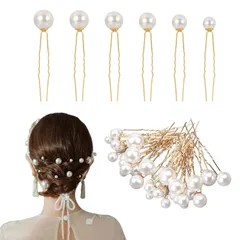 特別価格　ヘアアクセサリー 髪留め パールピン ヘアクリップ 髪飾り 結婚式 ヘアピン 成人式 ヘアピン 卒業式 花嫁 Ｕピン 和装 36本セット 普段使い パール (ゴールド)