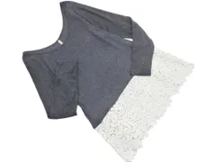 BEAUTY & YOUTH ビューティ&ユース ユナイテッドアローズ レース 切替 カットソー グレーｘ白 ■◇ レディース