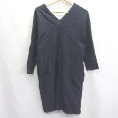 ◇ Θ ADAM ET ROPE アダムエロペ 長袖 ひざ丈 ワンピース サイズF ネイビー レディース E  【1410100003723】