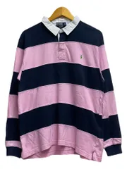 新品未使用 Polo Ralph Lauren ラガーシャツ ピンク/ネイビー ラルフローレン メンズ 太 ボーダー ネイビー×ピンク ポニー