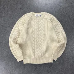 90s Vintage Swing Boat Fisherman Sweater Aran フィッシャーマンセーター アランニット 厚手 ハンドニット ウール オフホワイト ヴィンテージ ビンテージ メンズ M-L