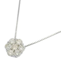 1ct/フラワーモチーフ・ダイヤモンド ネックレス・ペンダント/Pt900-Pt850-3.8g/プラチナ/プレゼント/記念日【♀】【N】【レディース】★■555761【中古】